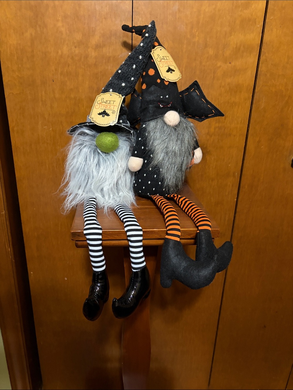 Sweet Street ~ 🎃Halloween Gnome Duo - Black, Orange & Gray Decorative Accents.
